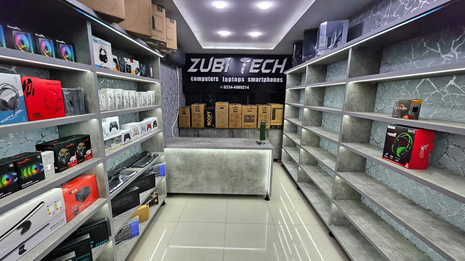Inside the ZubiTech store in Lahore
